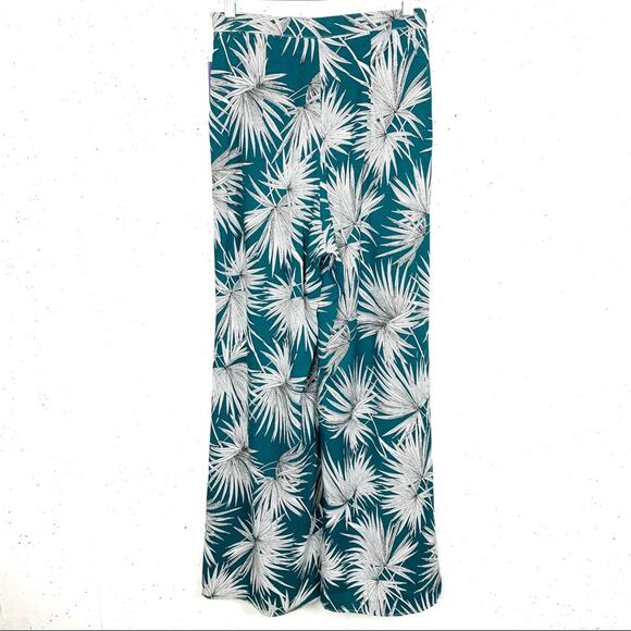 Runaway Australia Womens Tropical Print Thigh Split Pants Palm Tree Green Size 2 - Picture 2 of 10
